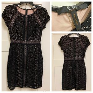 Size 4 BCBG Paris Black Tan Lace Dress Worn Once